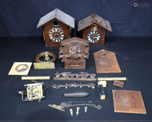 A collection of Cuckoo clock parts. (Qty).