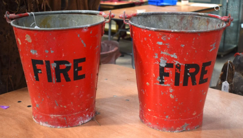 Two vintage galvanised fire buckets (2) 31cm.