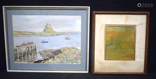 A framed watercolour by M Littlewood of a sea scape on