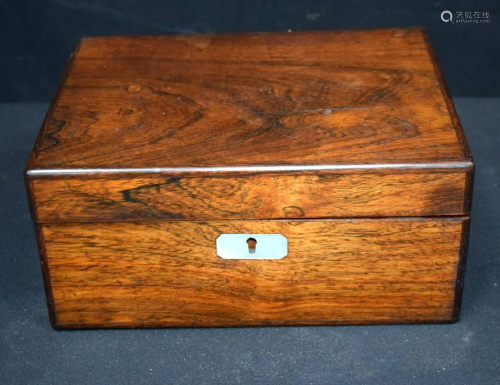 An antique wooden travelling stationary box. 28 x 22 x