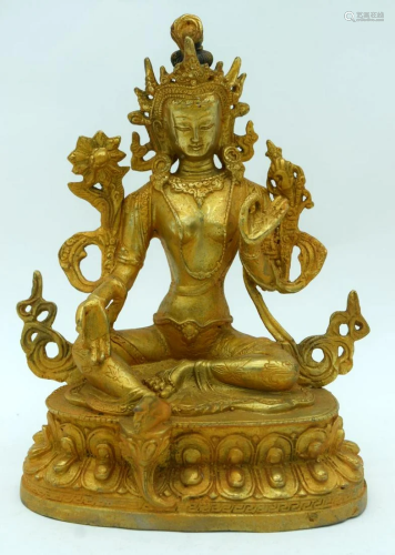 A Chinese bronze gilded Buddha 21cm.