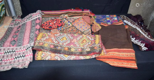A quantity of textiles; India, Bhutan, Peru, Turkey,