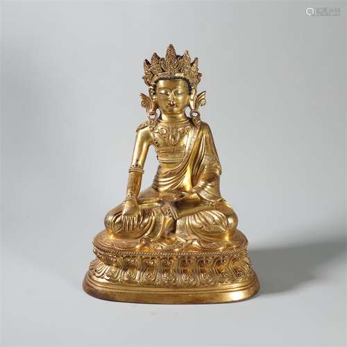 chinese gilt bronze sakyamuni statue