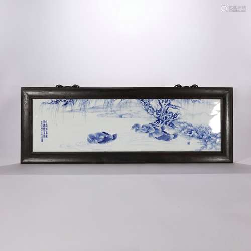 chinese blue and white porcelain plaque