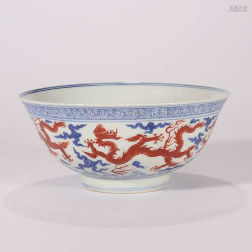 chinese red glazed porcelain bowl