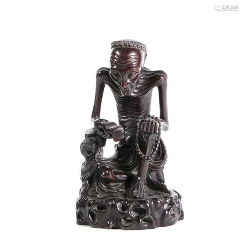 chinese red sandalwood arhat statue