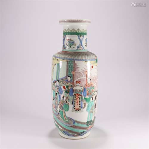 chinese wucai porcelain rouleau vase