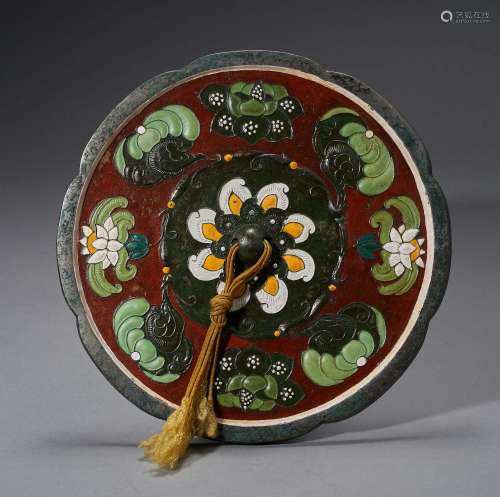 TANG DYNASTY,PAINTING COLOR BRONZE MIRROR