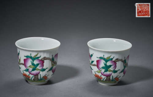 QING DYNASTY,FAMILLE ROSE LONGERVITY PEACH CUP