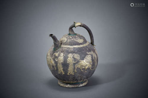 LIAO DYNASTY,SILVER GILT INVERTED POT