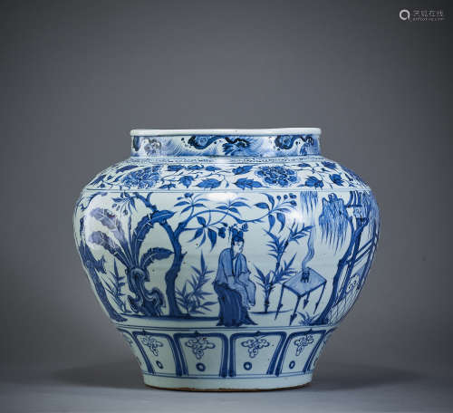 YUAN DYNASTY, BLUE AND WHITE JAR