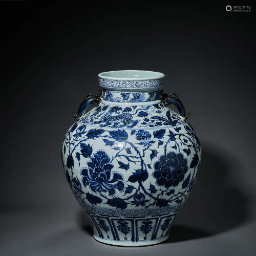 YUAN DYNASTY,BLUE AND WHITE JAR