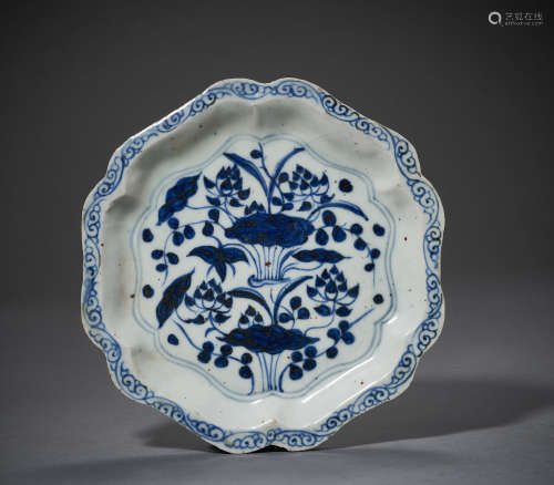 YUAN DYNASTY, BLUE AND WHITE PLATE