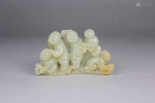 A Carved Five Children Jade Ornament