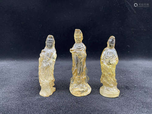 A Group Of Carved Citrine Guanyin Status