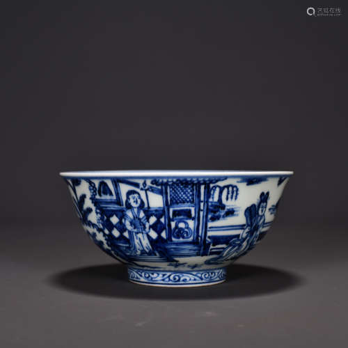 A Blue And Whilte Lady Pattern Porcelain Bowl