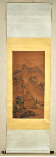A Fishing Chinese Painting Wu Zheng Mark