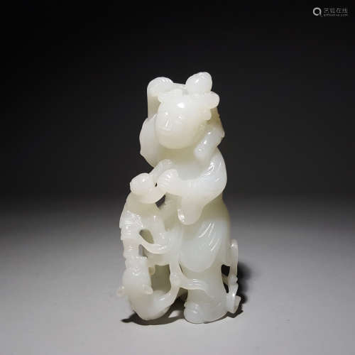 A Carved Boy Playing Beast Jade Ornament
