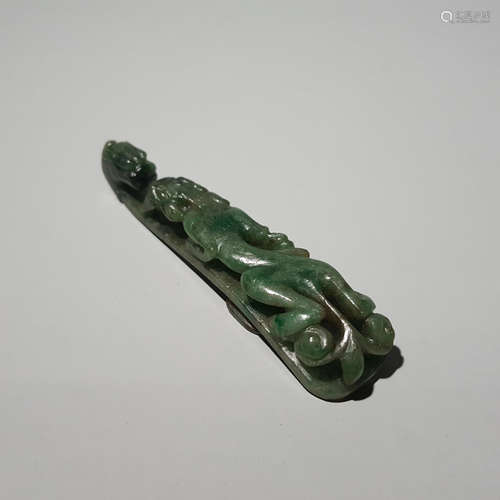 A Carved Dragon Jadeite Hook