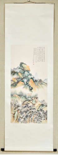 A Chinese Mountain Landscape Painting, Wu Hufan Mark