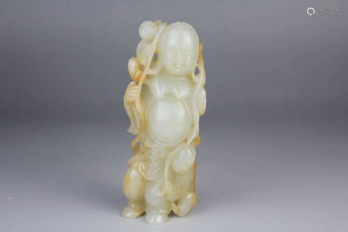A Carved Child Jade Figure Ornament