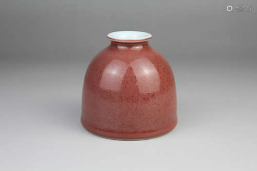 A Red Glazed Porcelain Zun Pot