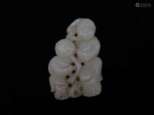 A Chinese Carve Hehe Erxian Jade Figure
