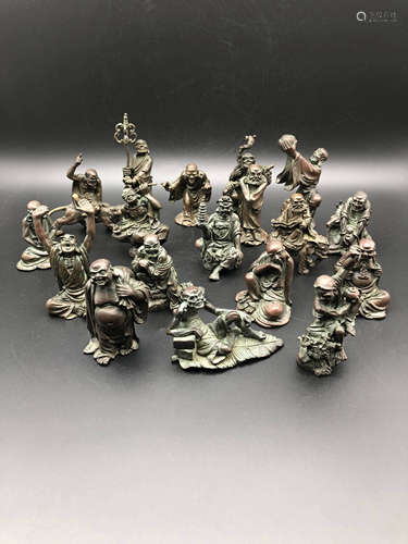 A Set Of Eighteen Bronze Arhat Figures