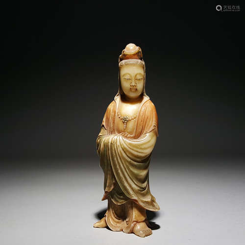 A Carved Guanyin Shoushan Stone