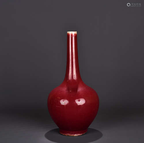 A Lang Kiln Red Glazed Porcelain Bottle