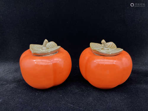 A Pair of Porcelain Persimmon