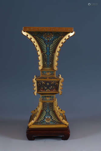 A Pair Of Square Closionne Vase With Base