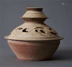 A CHINESE ASH-GLAZED POTTERY CENSER  HAN DYNASTY (202BC-220A...