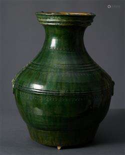 A CHINESE GREEN GLAZED HU  HAN DYNASTY (202BC-220AD)
