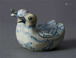 A CHINESE BLUE AND WHITE TWIN DUCK FORM WATER DROPPER  MING ...