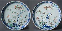 A PAIR OF LARGE CHINESE WUCAI DISHES  QING DYNASTY (1644-191...