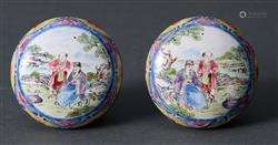 A PAIR OF CHINESE EXPORT CANTON ENAMEL BOXES  QING DYNASTY (...