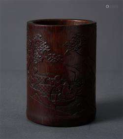 A CHINESE CARVED BAMBOO BRUSH POT  QING DYNASTY (1644-1912)