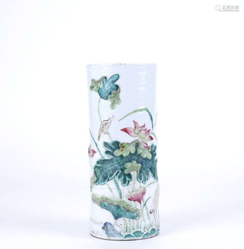 chinese famille rose porcelain hat pot