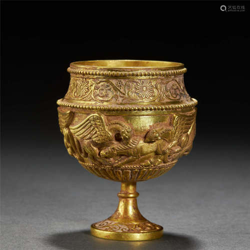 TANG DYNASTY,PURE GOLD STEM CUP