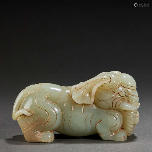 CHINESE HETIAN JADE ELEPHANT,MING DYNASTY