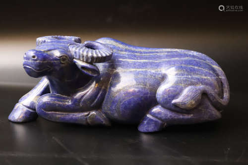 A Lapis Lazuli Ox Figure Statue