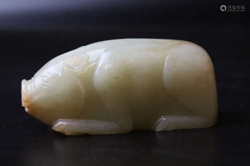 A Carved Jade Pig Figure Ornament