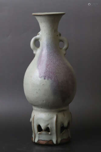 A Jun Ware Double Ear Porcelain Vase