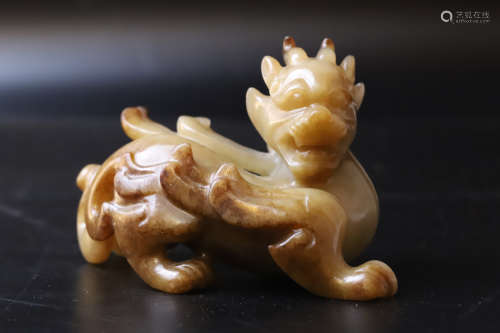 A Carved Jade Flying Beast Figure Ornament