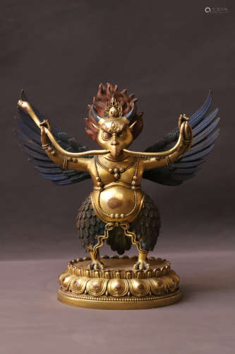 A Gilt Bronze Garuda Figure Statue
