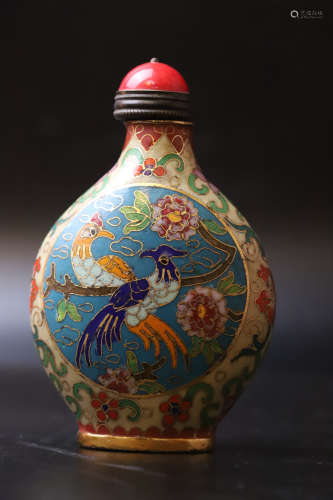 A Bird Pattern Cloisonne Snuff Bottle