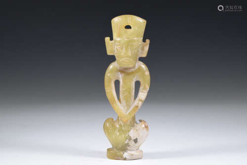 A Yellow Jade Man Figure Ornament