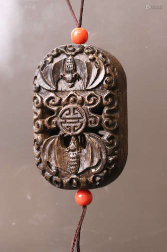 A Hollow Carved Bat with Longevity Pattern Sachet