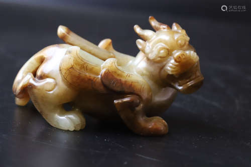 A Carved Jade Flying Beast Figure Ornament